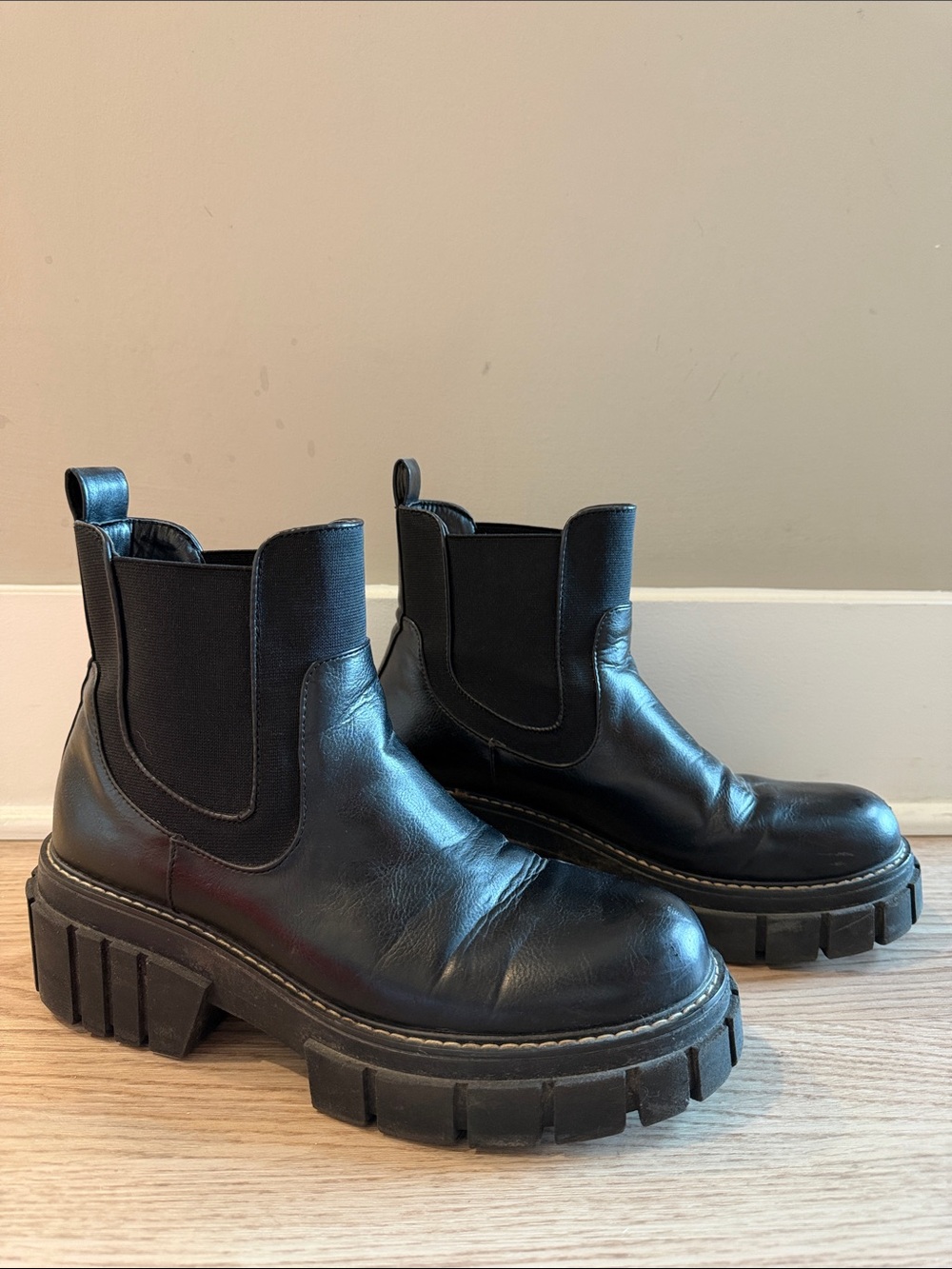 BCBGeneration Black Chunky Chelsea Combat Boots